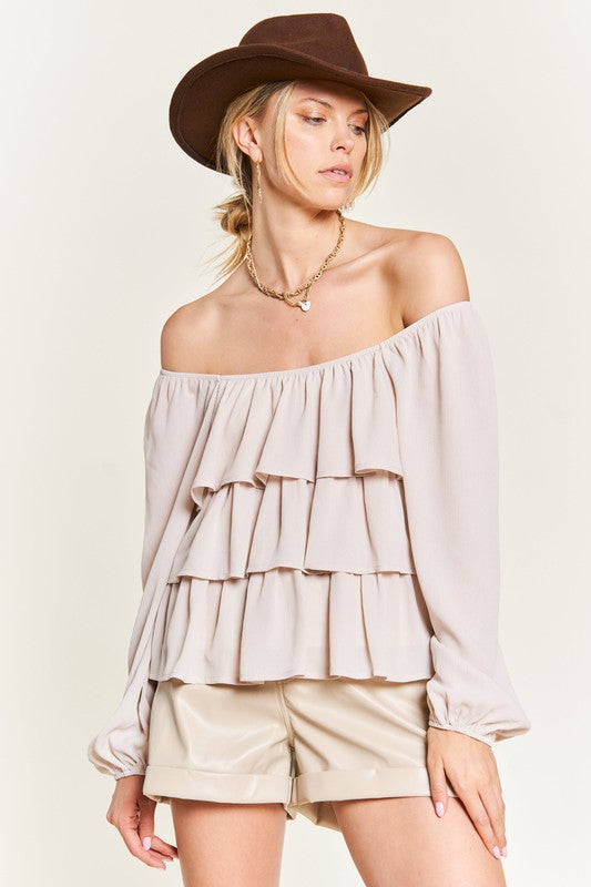 Tiered Flounce Designed Blouse Jjt5023 | Modern Boutique Fashion