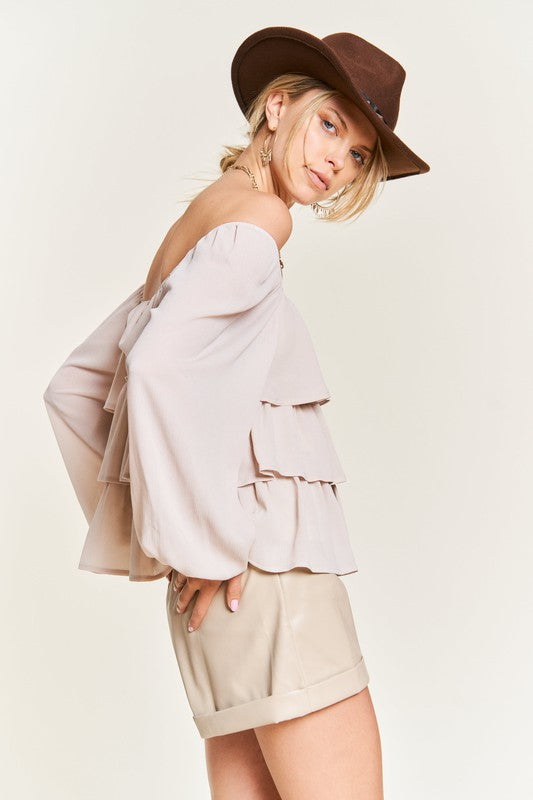 Tiered Flounce Designed Blouse Jjt5023 | Modern Boutique Fashion