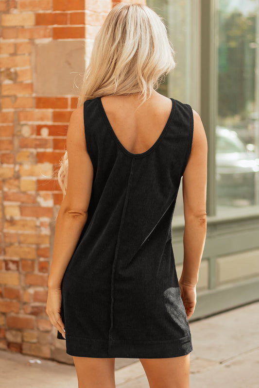 Emapia Corduroy Sleeveless Mini Dress