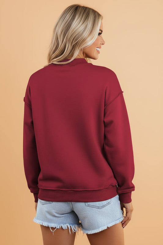 Solid Reversible Mock Neck Oversized Sweatshirt