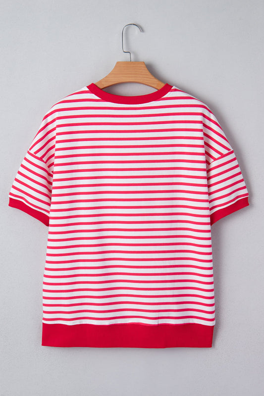 Stripe Drop Shoulder Short Sleeve T-Shirt