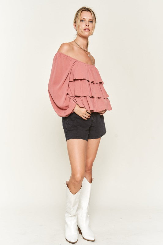 Tiered Flounce Designed Blouse Jjt5023 | Modern Boutique Fashion