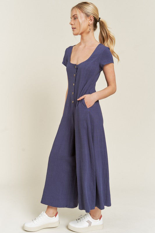 Linen Button Down Jumpsuit | Modern Boutique Fashion