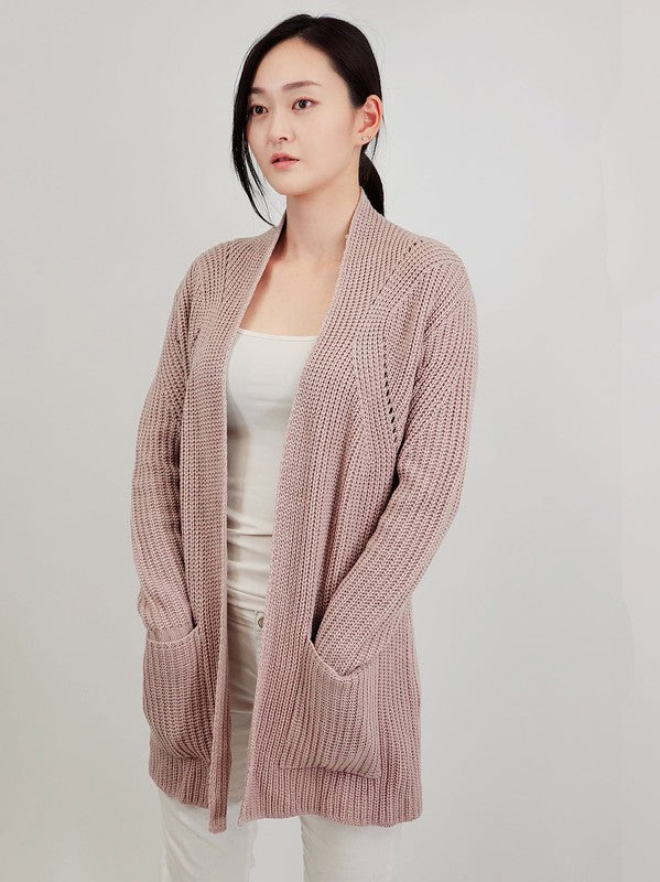 Open Front Waffle Knit Sweater Cardigan W/ Pocket | Modern Boutique Fashion