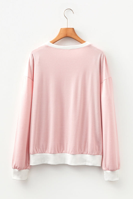 Stripe Contrast Trim Patchwork Top