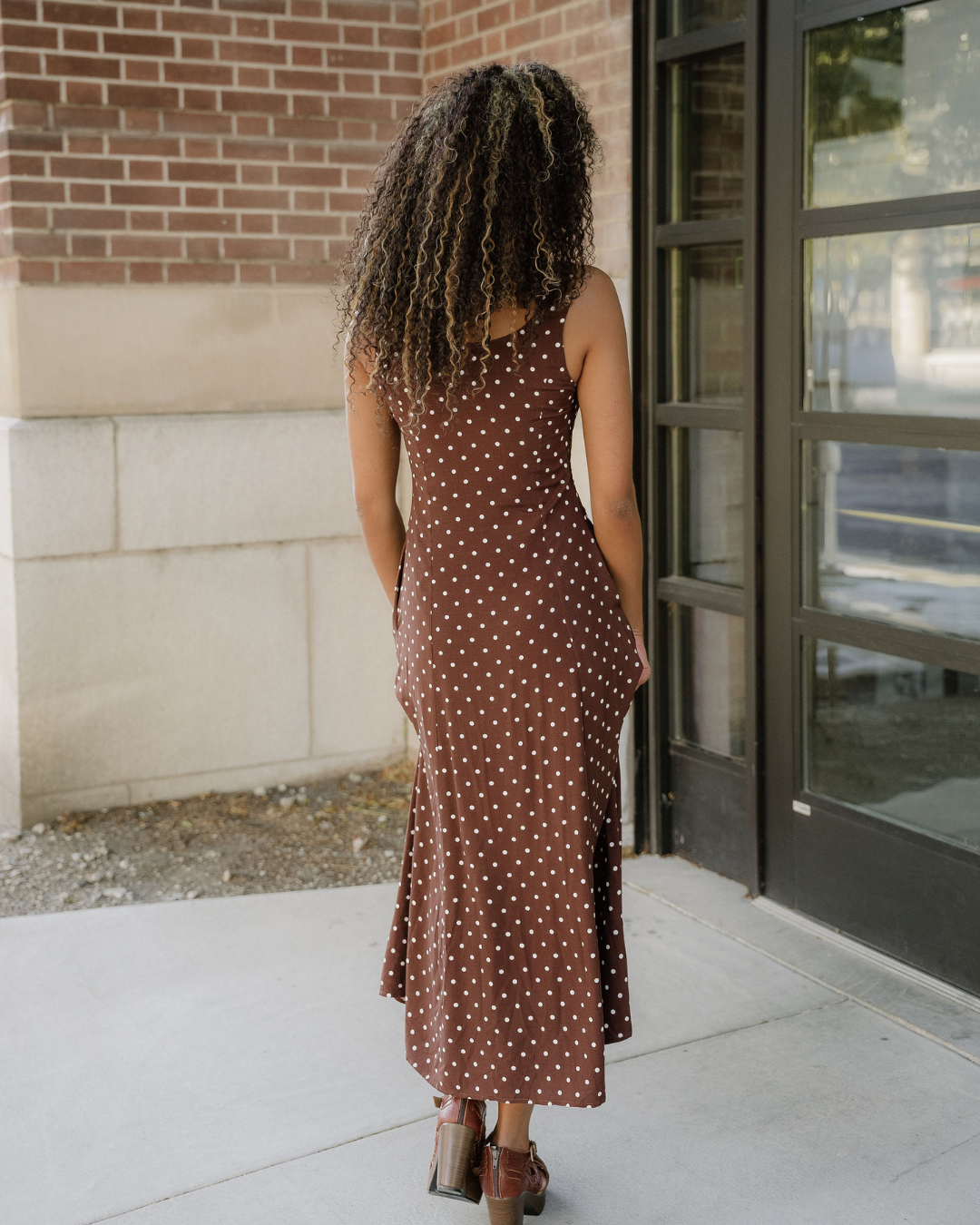 Scottie Polka Dot Print Square Neck Sleeveless Vacation Long Dress