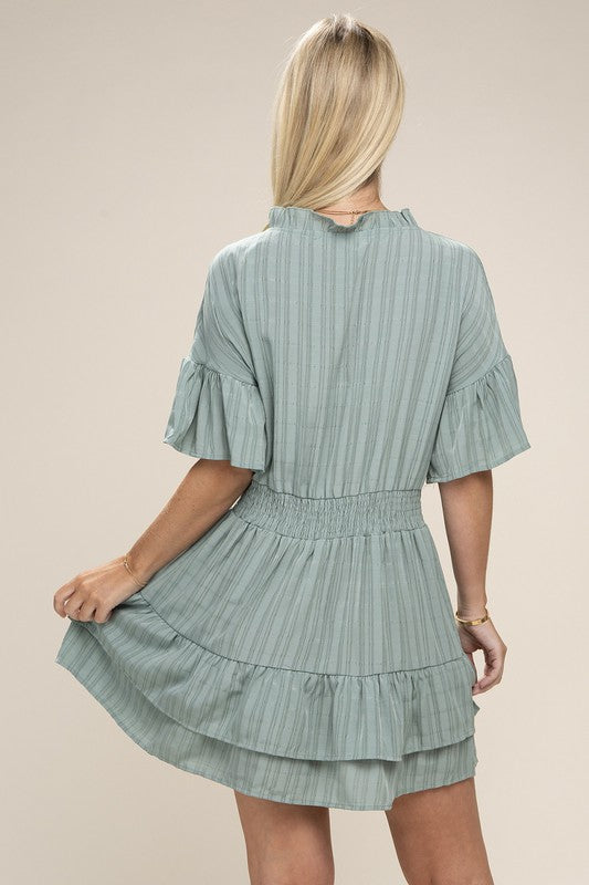 Tie Neck Dress Layer Hem Dress