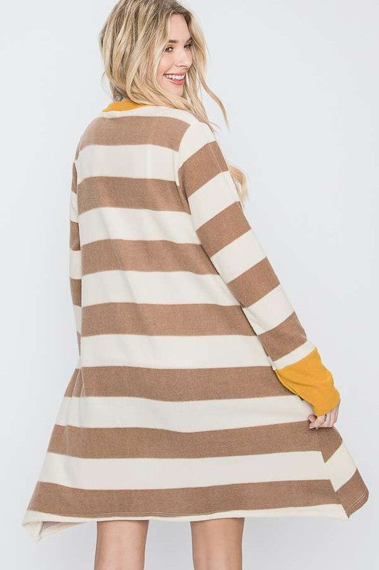 Open Front Striped Draped Cardigan | Modern Boutique Fashion