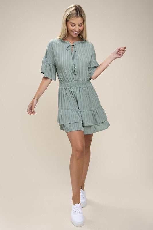 Tie Neck Dress Layer Hem Dress
