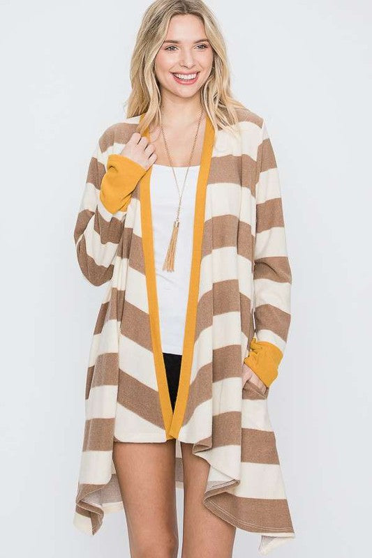 Open Front Striped Draped Cardigan | Modern Boutique Fashion