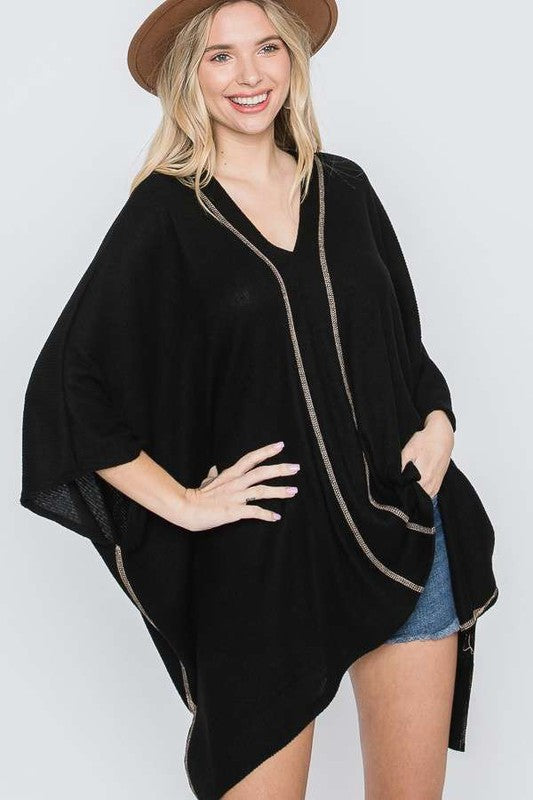 Vneck Poncho Top