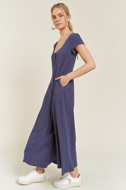 Linen Button Down Jumpsuit | Modern Boutique Fashion