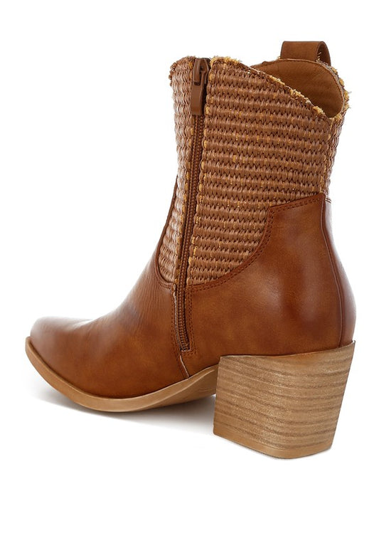 Big Mood Raffia & Faux Leather Cowboy Boots | Modern Boutique Fashion