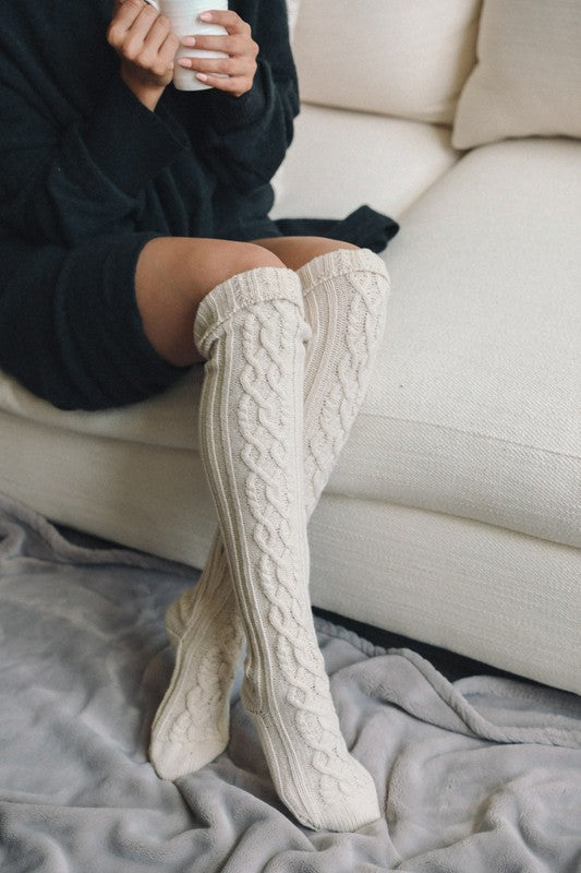 Knee High Cable Knit Socks | Modern Boutique Fashion
