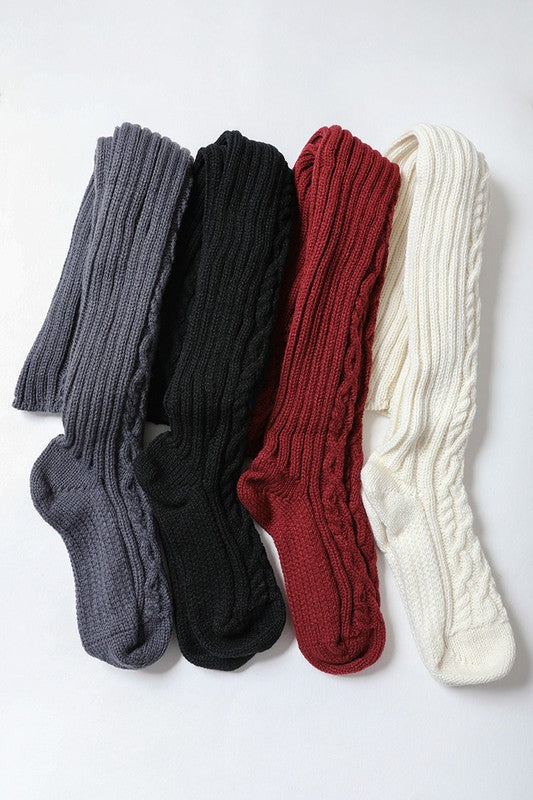 Knee High Cable Knit Socks | Modern Boutique Fashion