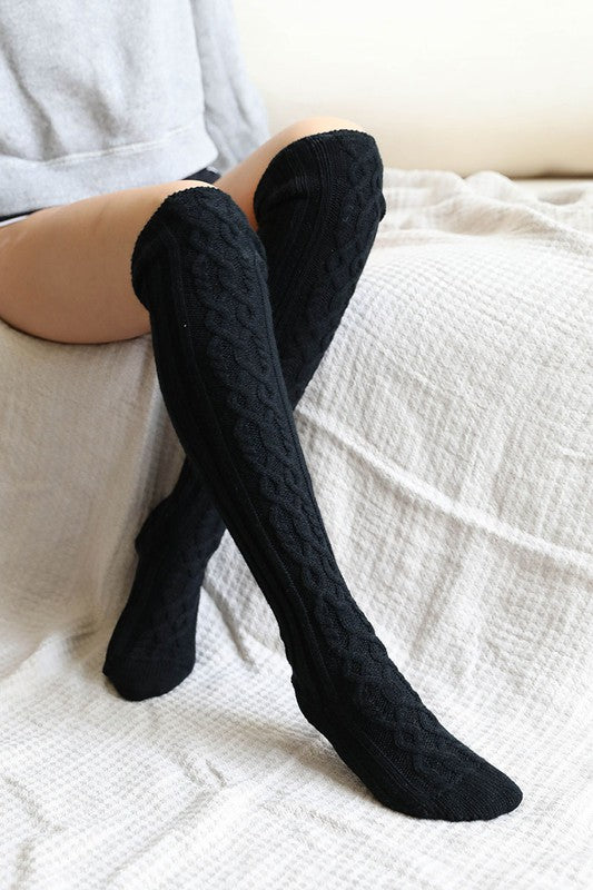 Knee High Cable Knit Socks | Modern Boutique Fashion