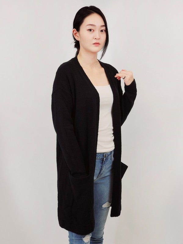 Cozy Elastic Loose Fit Sweater Cardigan W/Pockets | Modern Boutique Fashion
