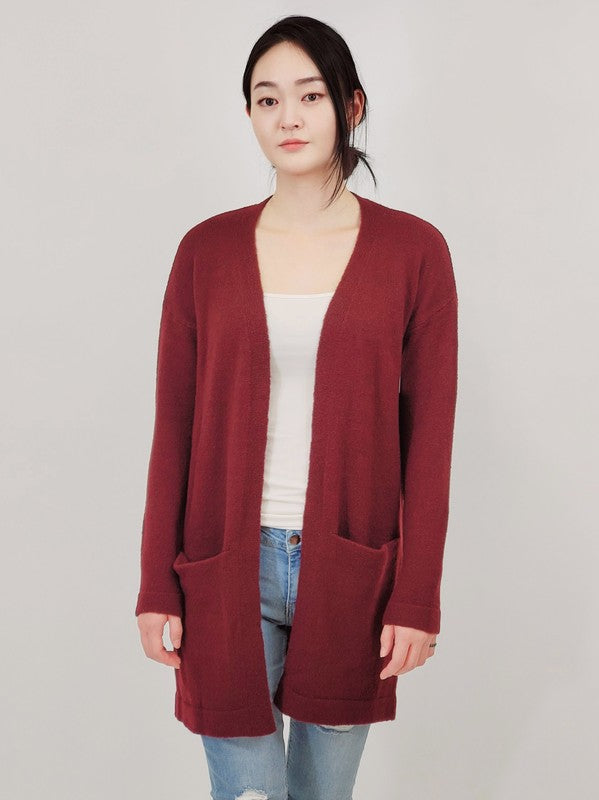 Cozy Elastic Loose Fit Sweater Cardigan W/Pockets | Modern Boutique Fashion