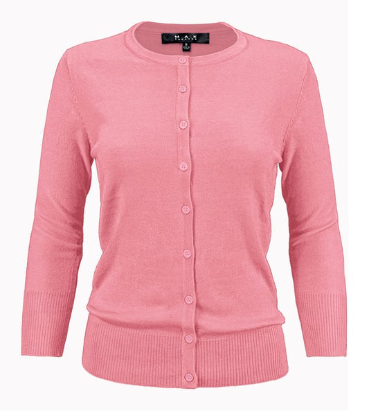 Crewneck Button Down Knit Cardigan Sweater | Modern Boutique Fashion