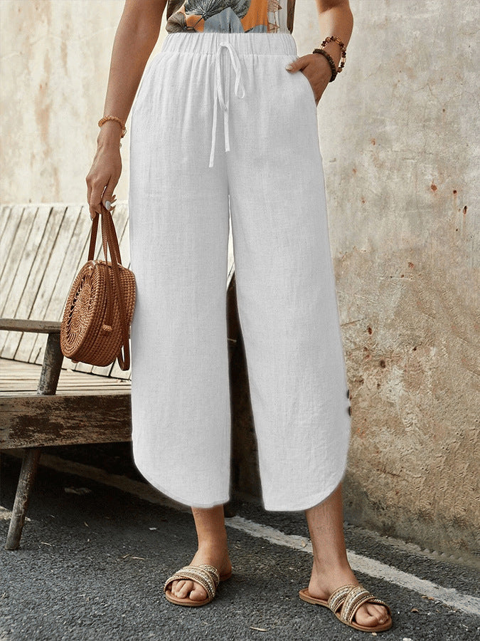 ๐ฟ Women's Cotton-Linen Cropped Drawstring Pants