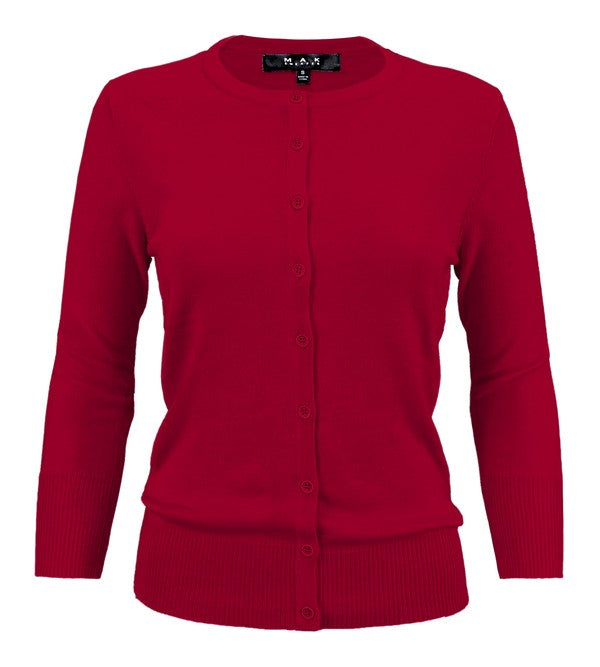 Crewneck Button Down Knit Cardigan Sweater | Modern Boutique Fashion