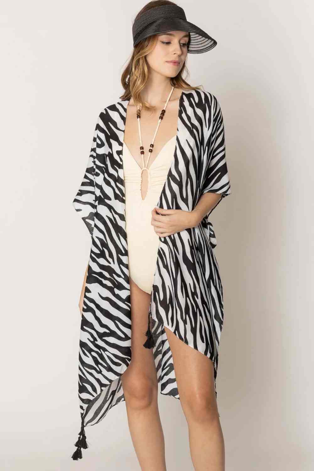 Zebra Animal Pattern Print Kimono