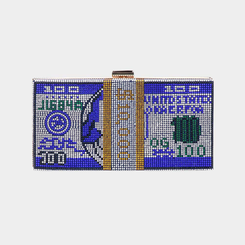 10K USD Money Rhinestone Clutch Bag