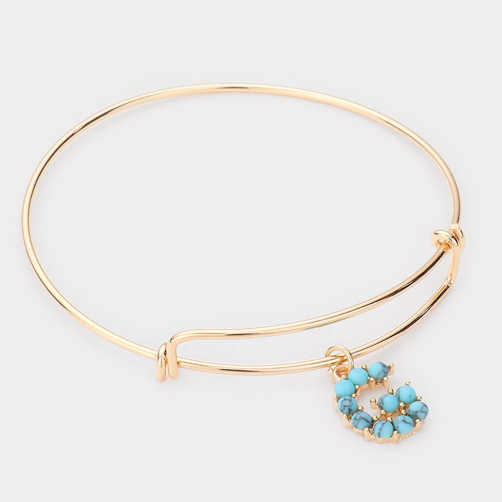 -G- Turquoise Embellished Initial Monogram Charm Bracelet