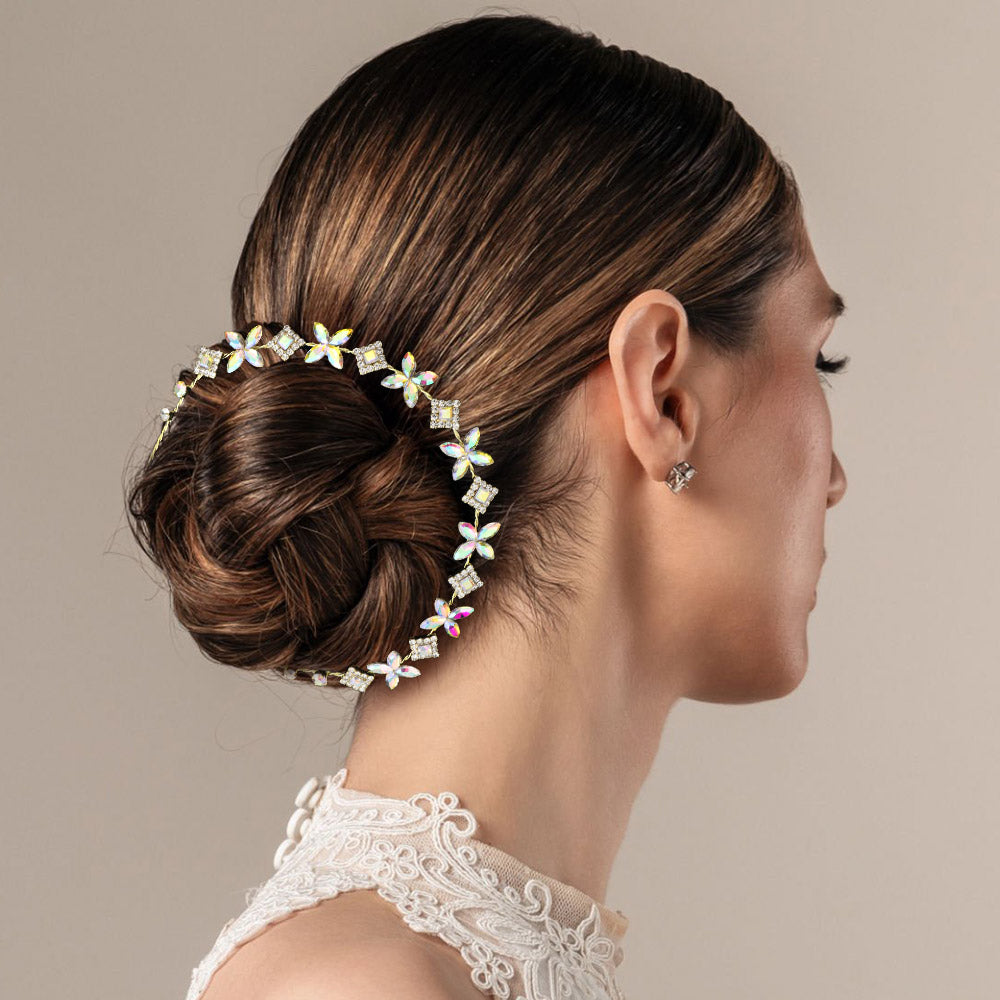 Stone Embellished Butterfly Cluster Vine Bun Wrap Headpiece
