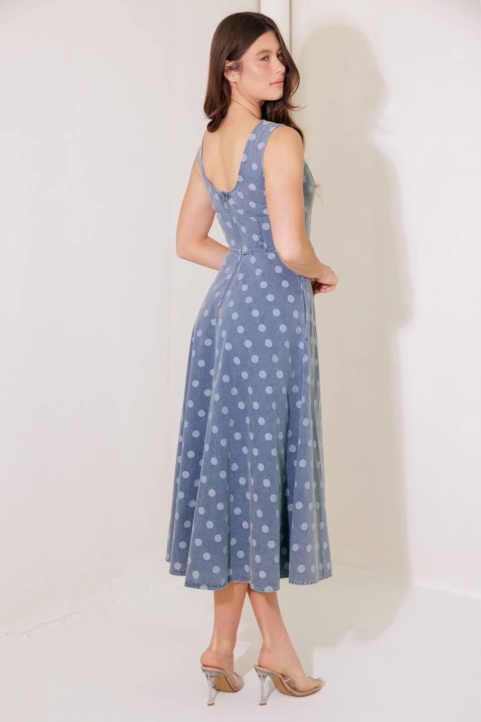 TOO SWEET TO ME DENIM MIDI DRESS