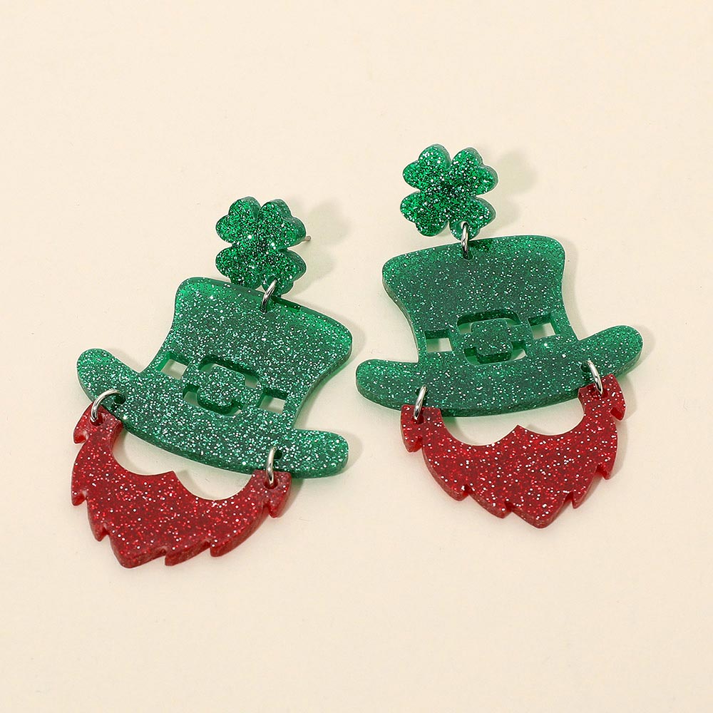 Glitter Resin Leprechaun Drop Earrings