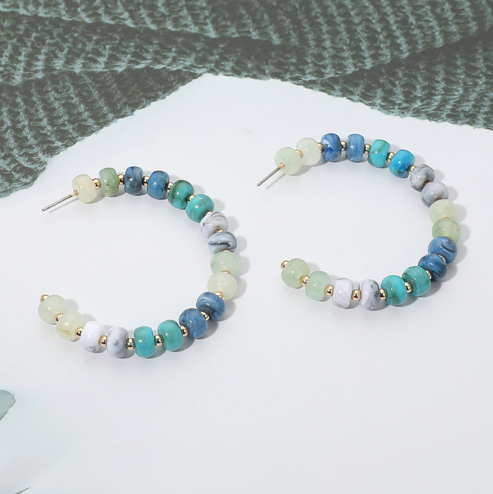 Gold Dipped Hypoallergenic Bold Beaded Hoop Earrings