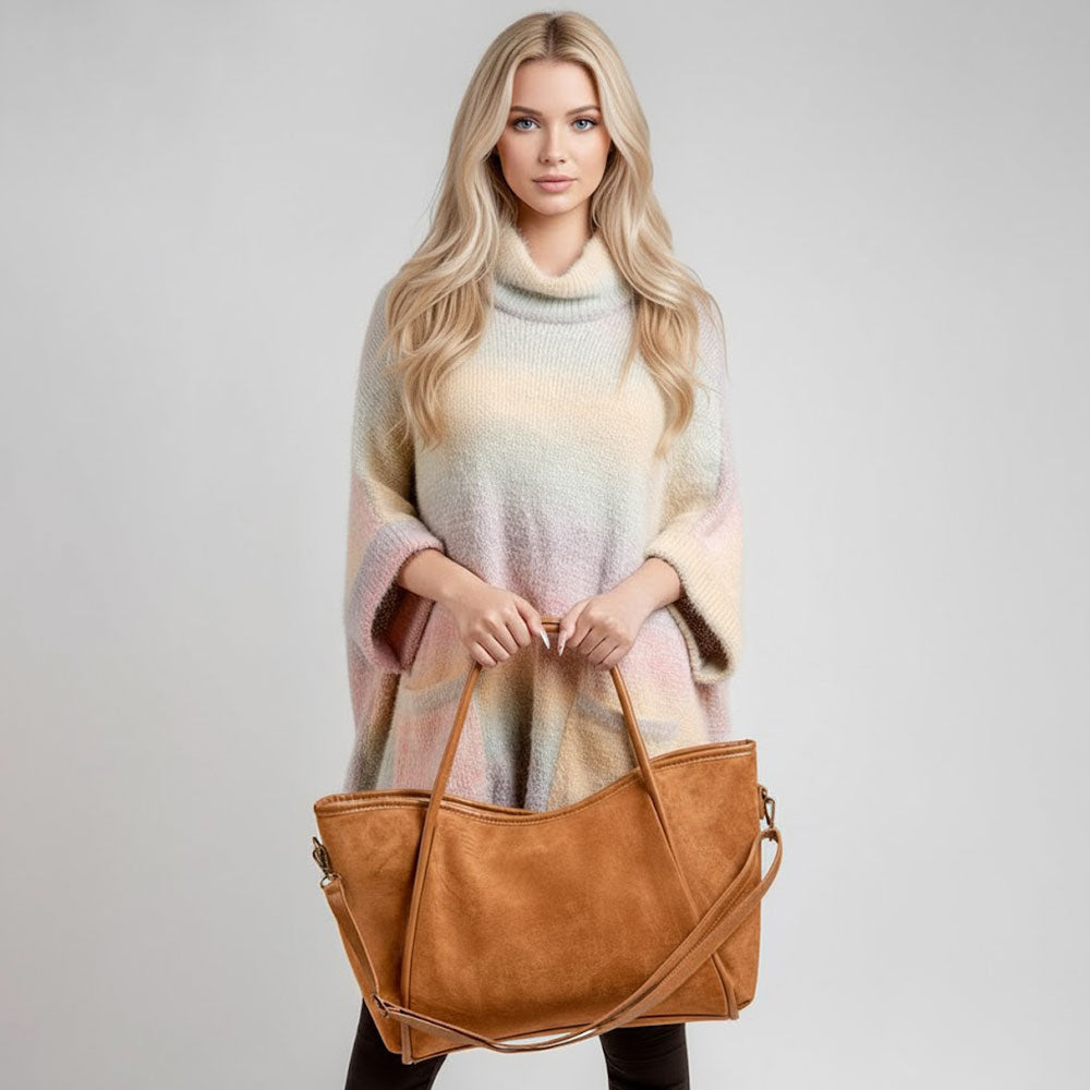 Faux Suede Plain Shoulder Bag