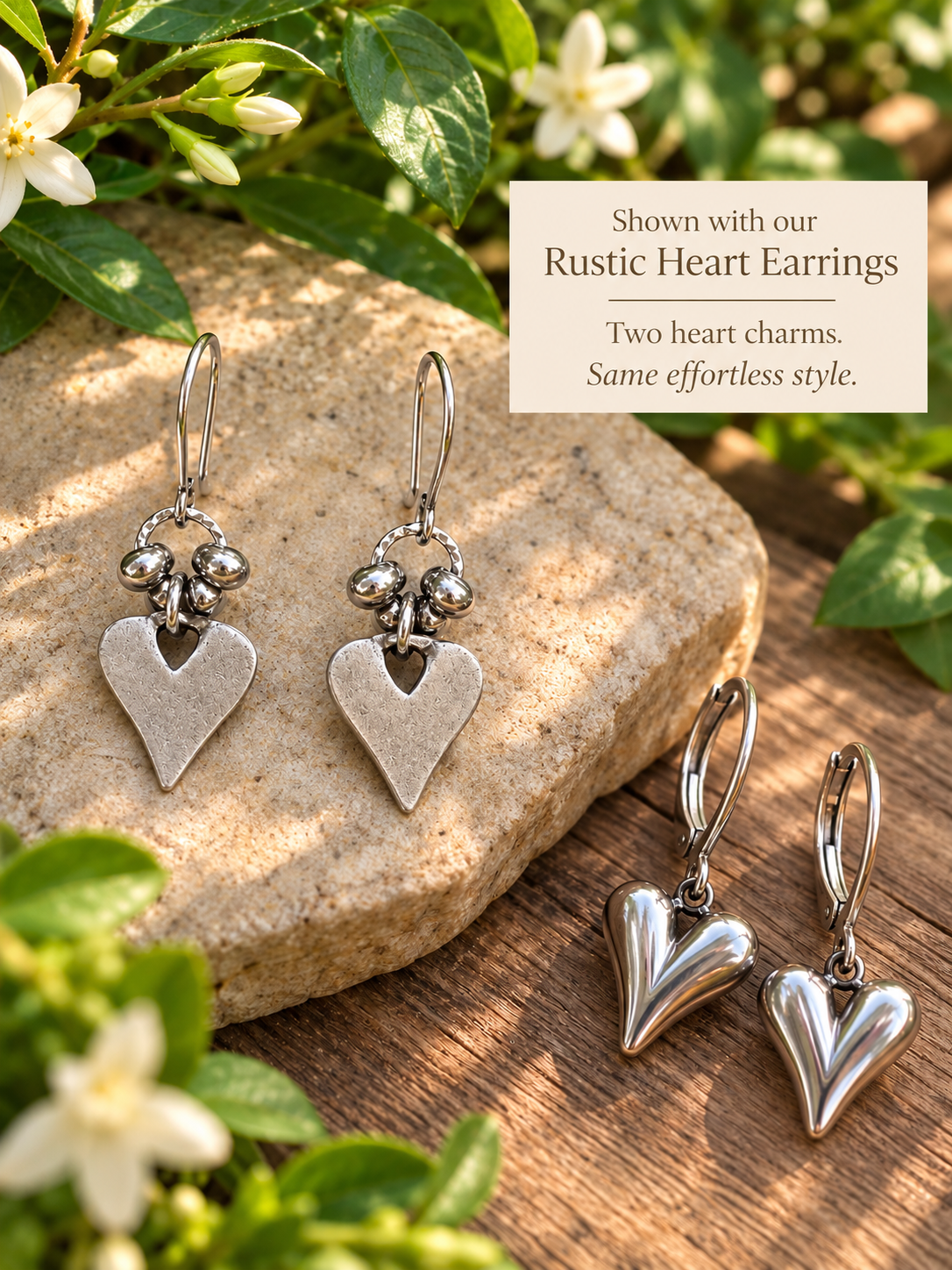 SILVER SCULPTED HEART EARRINGS