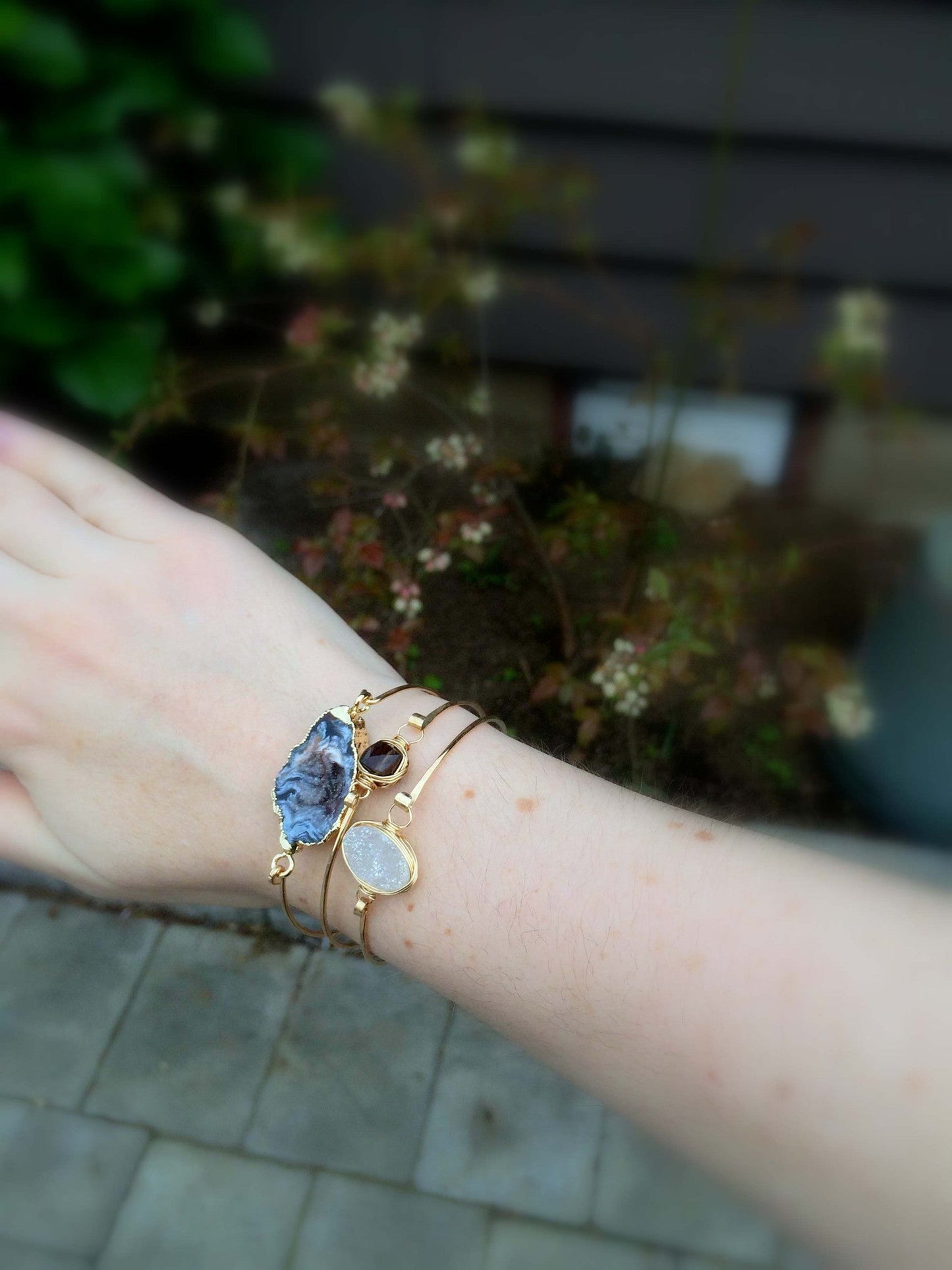 Smoky Quartz Bezel Wrapped Bangle