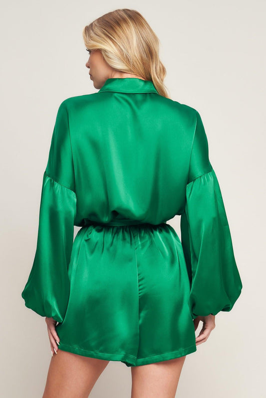 CELEBRATION TIME WOVEN SATIN ROMPER