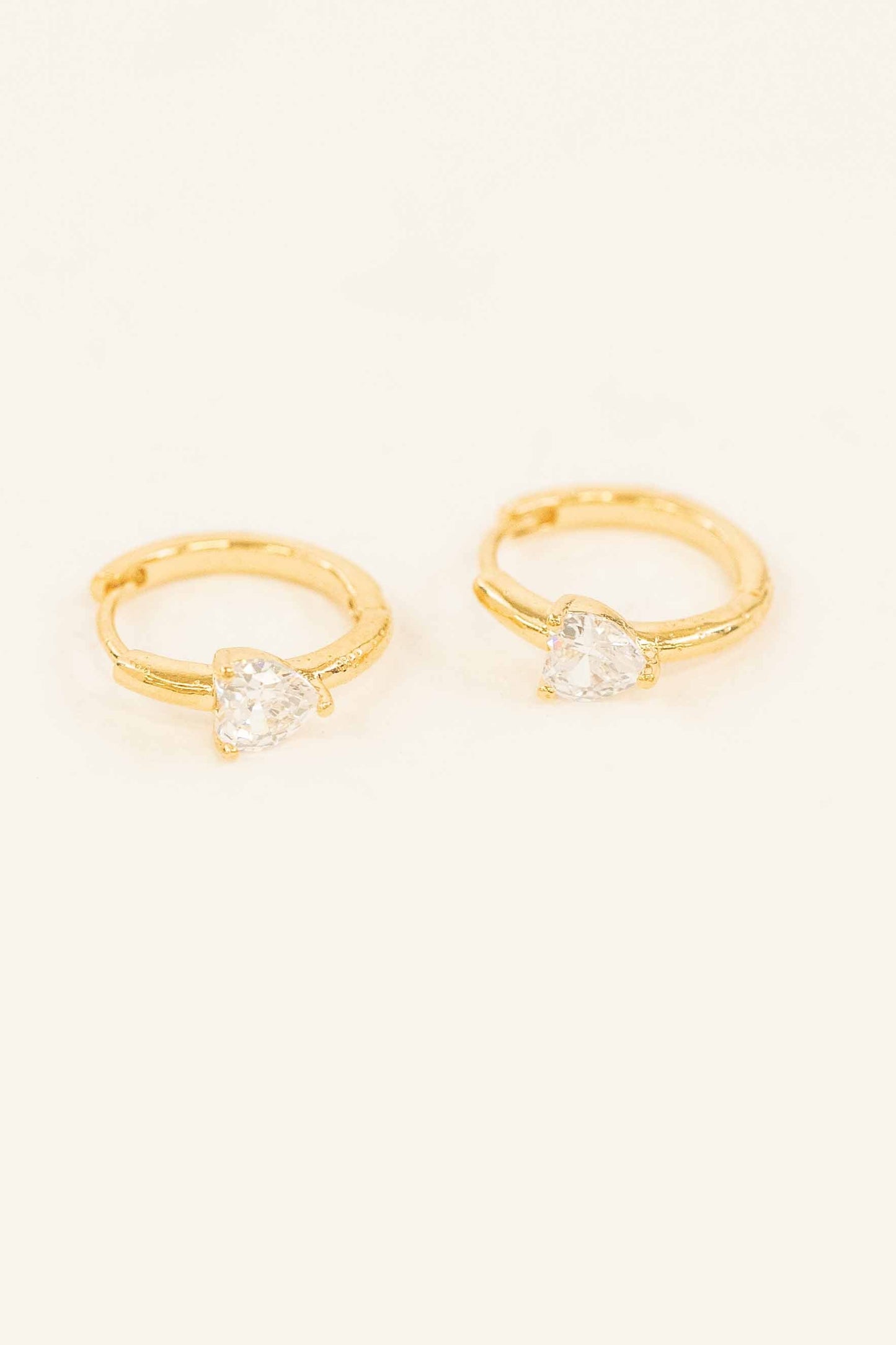 Heart Stone Hoops | Gold