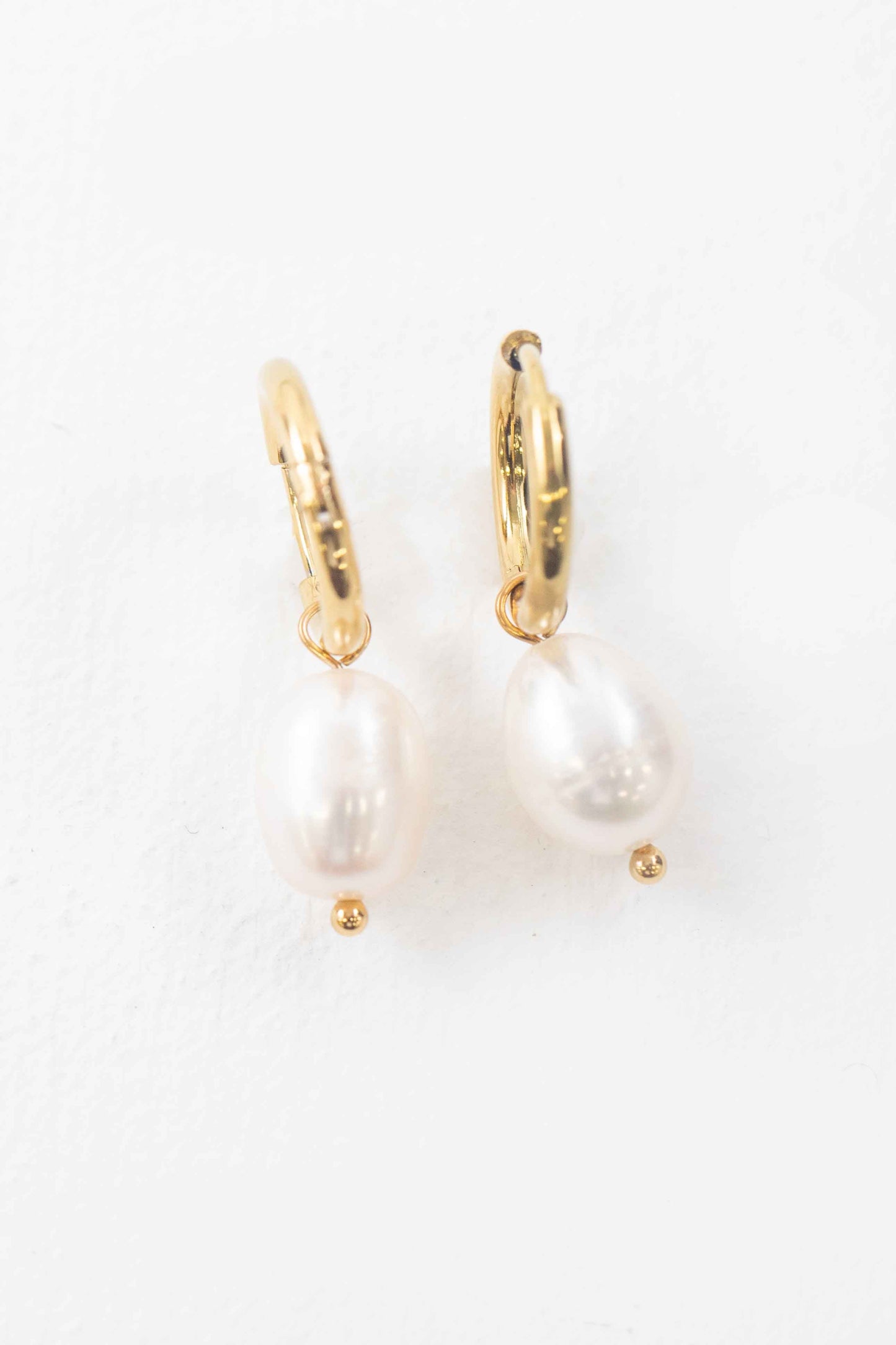 Pearl Charm Huggie Hoop Earrings
