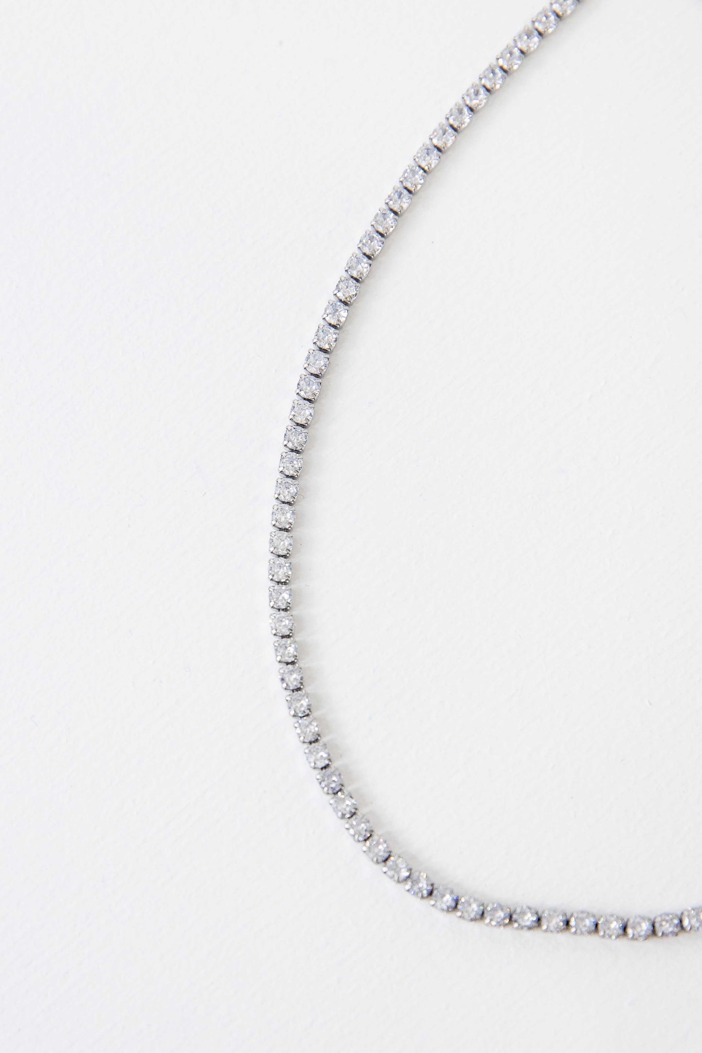 Round Stone Tennis Necklace | Silver