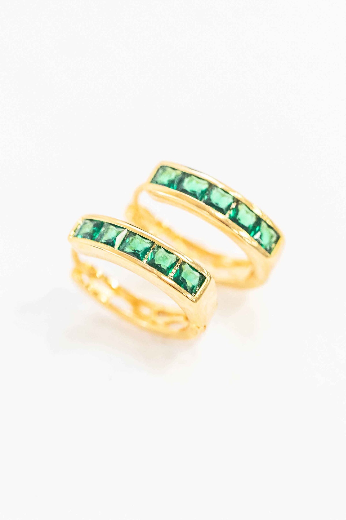 Emerald Hoop Earrings