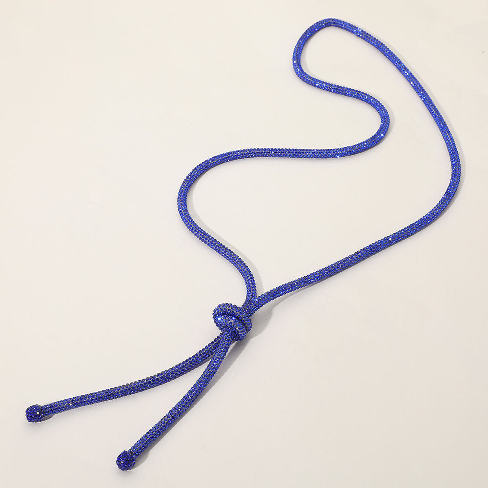 Bling Studded Knot Pointed Long Necklace
