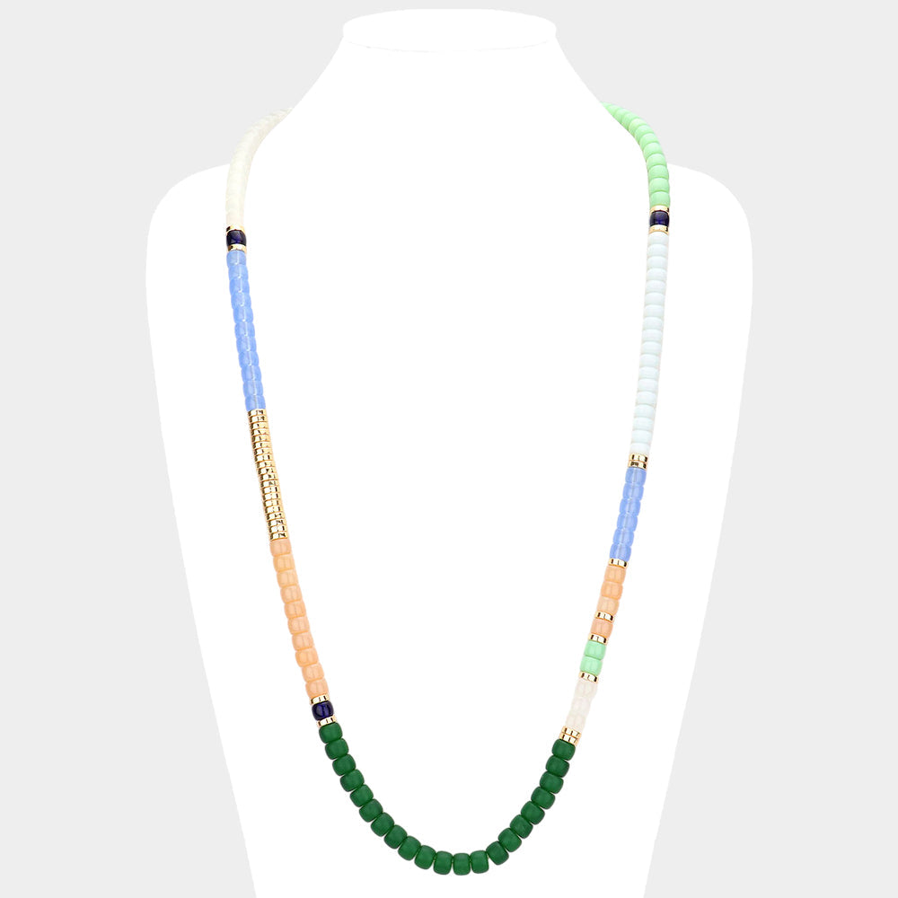 Resin Beaded Long Necklace