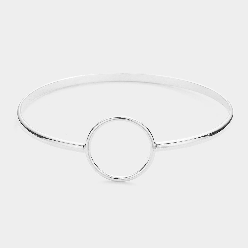 Open Metal Circle Accented Bangle Bracelet
