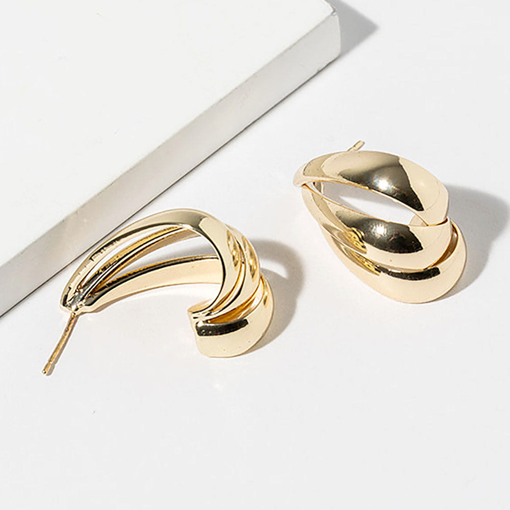 Gold Dipped Sculpted Teardrop Hoop Earrings