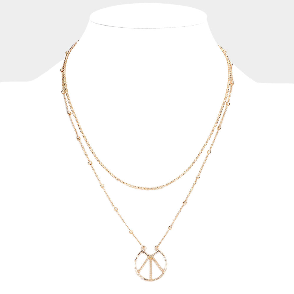 Peace Pendant Double Layered Necklace