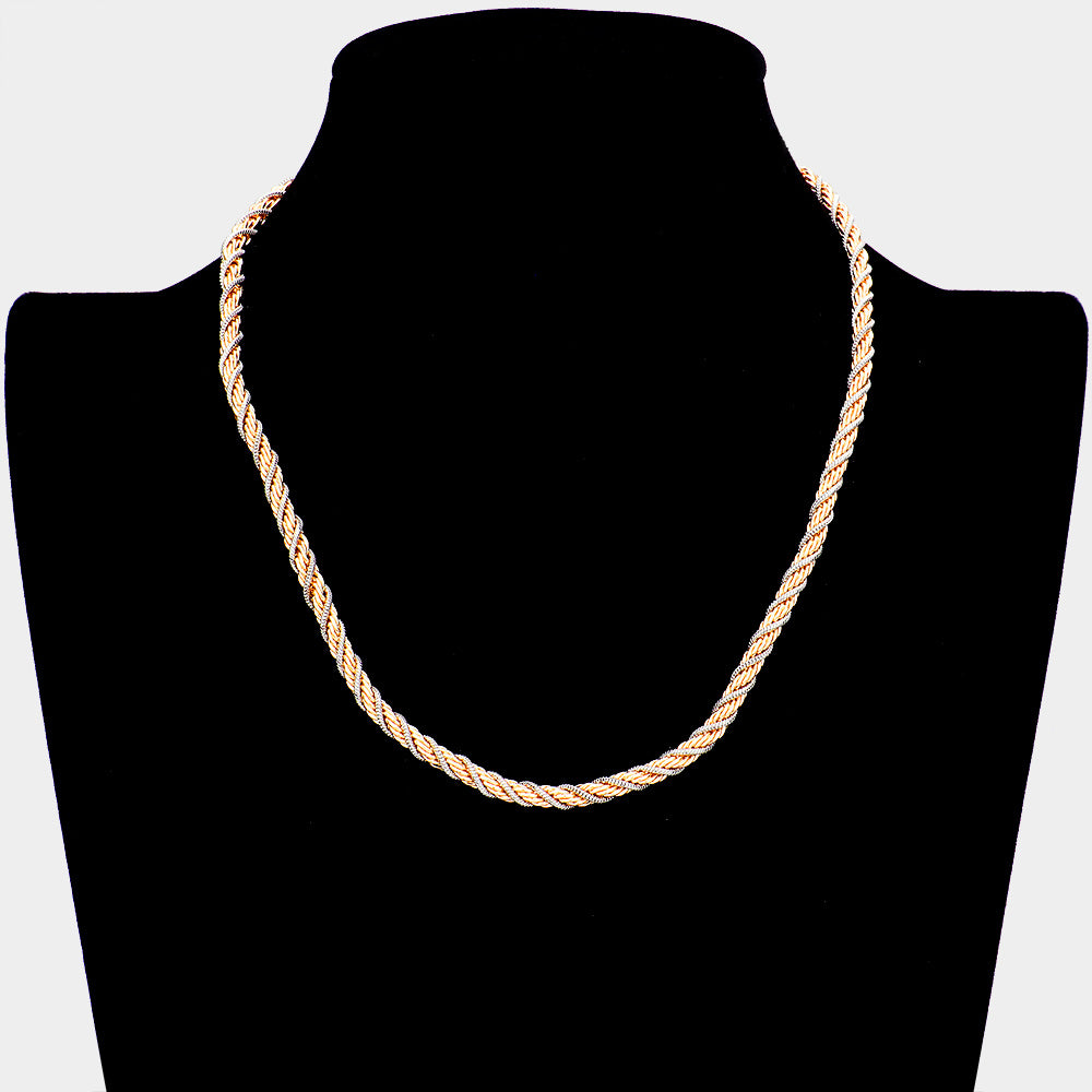 Braided Metal Chain Necklace