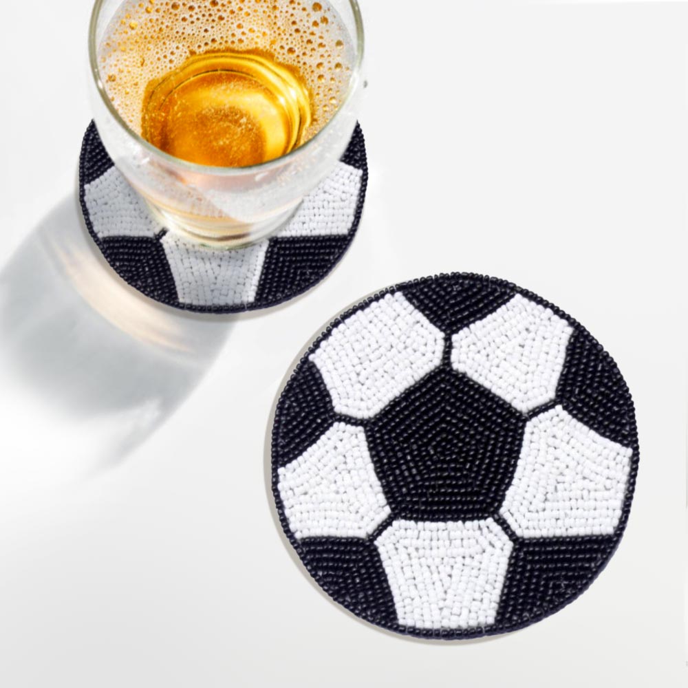 Seed Beaded Soccer Coaster