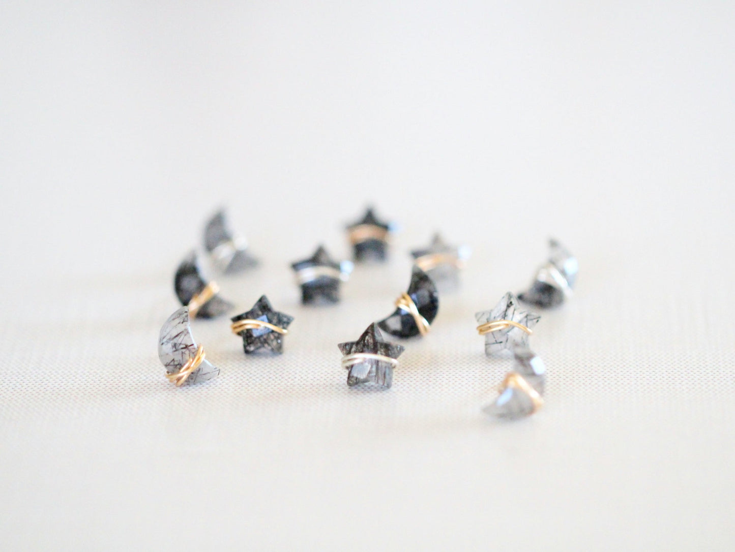 Moonbeam & Stardust Studs - Rutilated Quartz