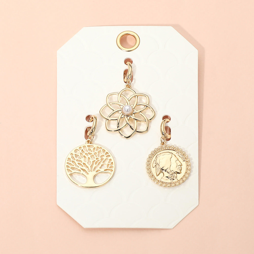 3PCS - Flower Tree of Life Coin Pendant Charm Set