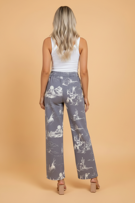 Western Elastic High Waist Straight Leg Jeans